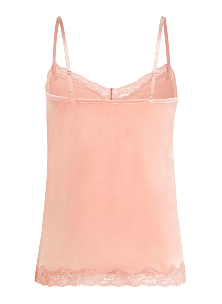 Velours Lace Cami Top - Pink