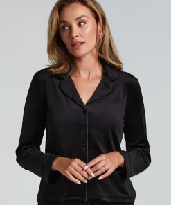 Velours Long-Sleeved Jacket - Black