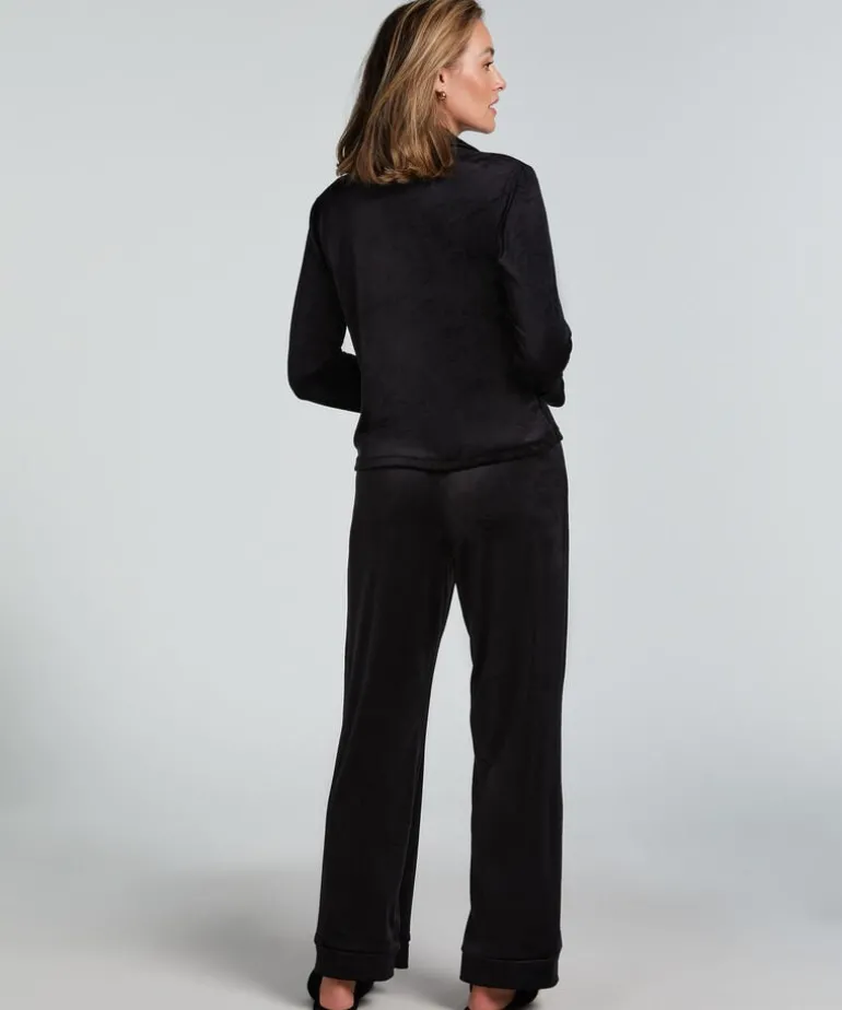 Velours Long-Sleeved Jacket - Black