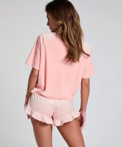 Velours Ruffle Shorts - Pink