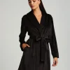 Velours short bathrobe - Black
