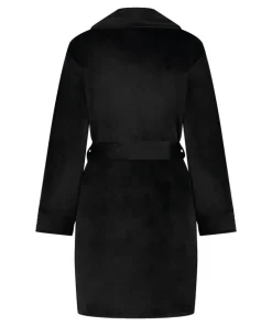 Velours short bathrobe - Black