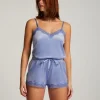 Velvet lace shorts - Blue