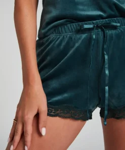 Velvet lace shorts - Green