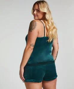 Velvet lace shorts - Green