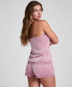 Velvet lace shorts - Purple