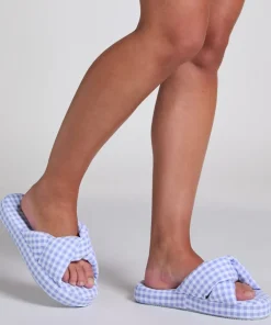 Vichy Braided Slippers - Blue