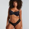 V-shaped Brazilian knickers mesh - Black