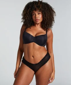 V-shaped Brazilian knickers mesh - Black
