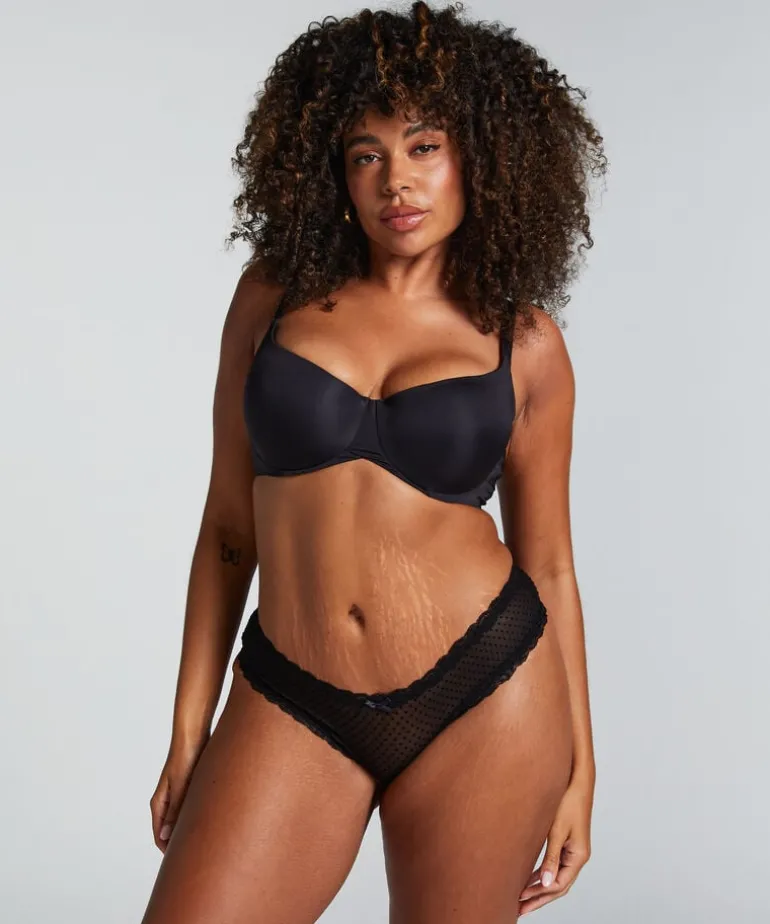 V-shaped Brazilian knickers mesh - Black