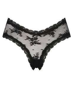 V-shaped Brazilian knickers mesh - Black