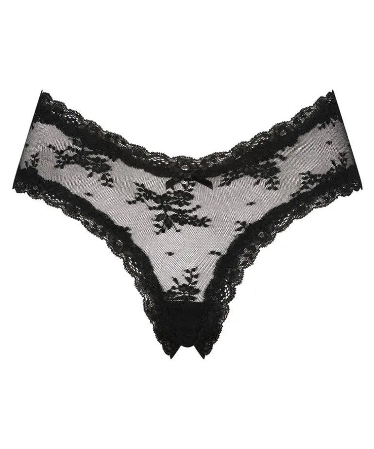 V-shaped Brazilian knickers mesh - Black