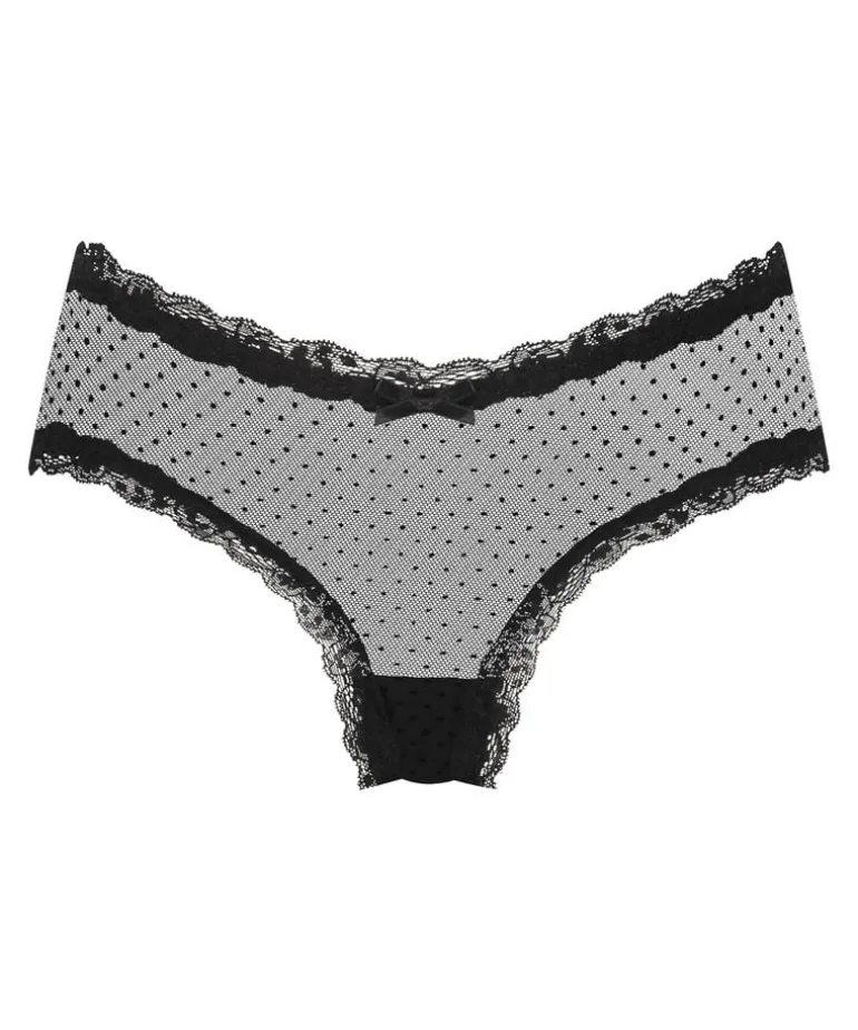 V-shaped Brazilian knickers mesh - Black