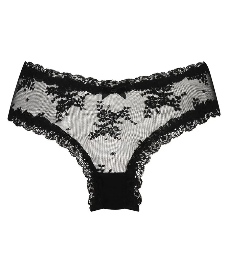 V-shaped Brazilian knickers mesh - Black