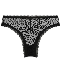 V-shaped Brazilian knickers mesh - Black