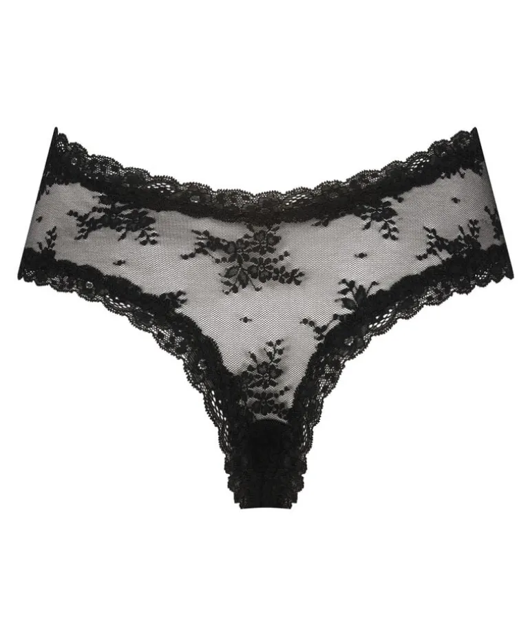 V-shaped Brazilian knickers mesh - Black