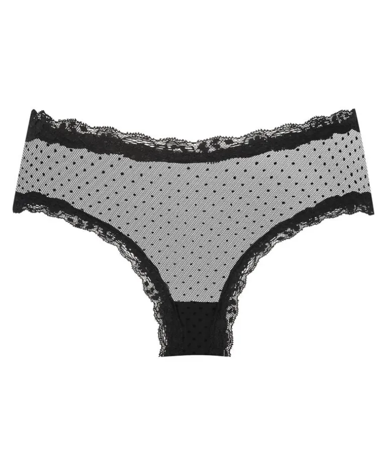 V-shaped Brazilian knickers mesh - Black