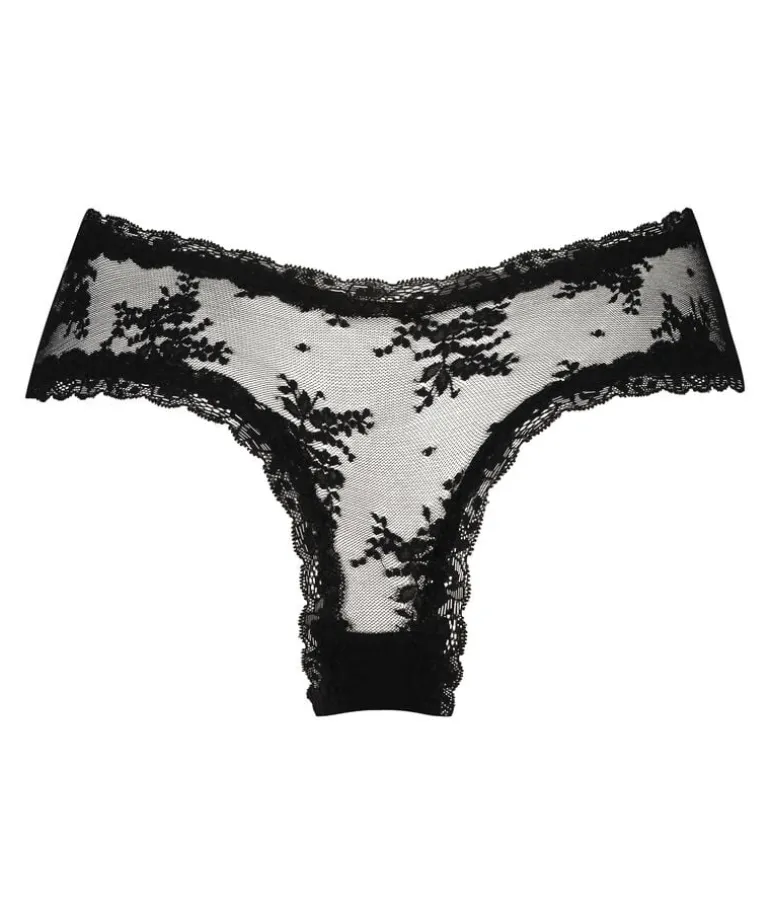 V-shaped Brazilian knickers mesh - Black