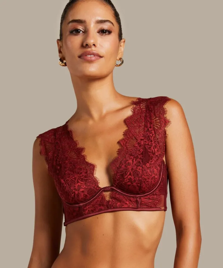 Zoe Non-Padded Underwired Longline Bra - Red