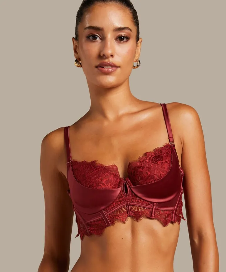 Zoe Padded Longline Underwired Bra - Red