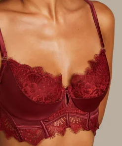 Zoe Padded Longline Underwired Bra - Red